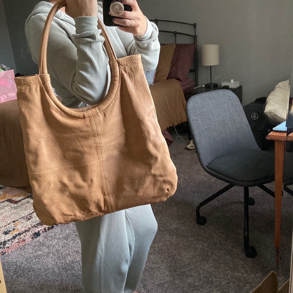 ANTHROPOLOGIE LEATHER TOTE BAG
